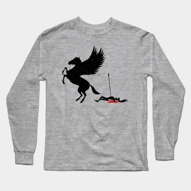 Funny Ancient Greek Pegasus Epic Fail Greek Mythology Long Sleeve T-Shirt by BoggsNicolas